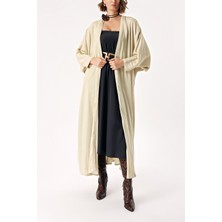Bej Balon Kollu Uzun Kaftan 94208