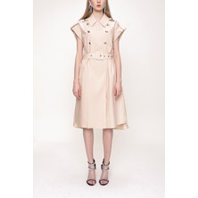 Bej Poplin Gömlek Elbise 93528
