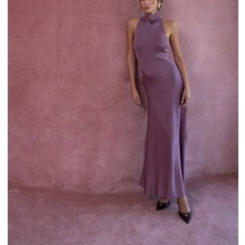 Pembe Kolsuz Balıkçı Yaka Uzun Elbise 28894