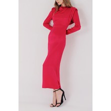 Fuşya Vatkalı Vücudu Saran Elbise 94406