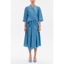 Mavi Anvelop Yaka Midi Elbise 93190