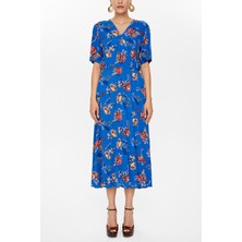 Mavi Anvelop Kapama Lastikli Midi Elbise 92790