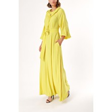 Sarı Reglan Kol Salaş Uzun Elbise 93356