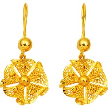 Telkari Işlemeli 22 Ayar Altın Sallantılı Küpe