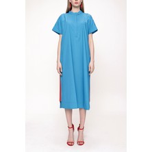 Mavi Bol Kesimli Kısa Kollu Elbise  93389