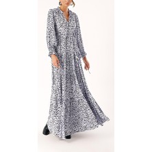 Lila Büzgülü Bağçıklı Uzun Elbise 94246