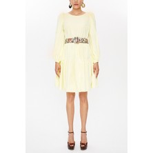 Sarı Balon Kol Elbise 93126