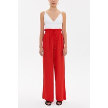 Kırmızı Beli Lastikli Bol Paça Pantolon 41345
