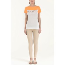 Turuncu Baskılı Pamuk Tshirt 18595