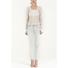 Ekru Dantel Bluz 18982