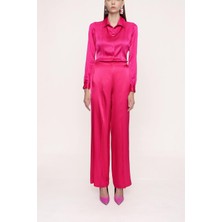 Fuşya Beli Lastikli Bol Kesim Pantolon 41621