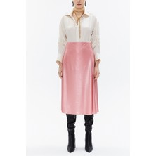 Pembe Beli Lastikli Midi Etek 81150
