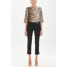 Siyah Dar Kesim Capri Pantolon 40777