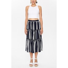 Çizgili Büzgülü Etek 81126