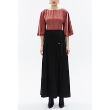 Siyah Düğme Detaylı Uzun Etek 81142