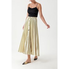 Bej Piliseli ve Aksesuar Detaylı Uzun Etek 81256