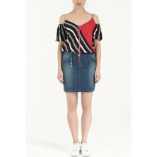 Lacivert Dar Kesim Denim Etek 80417