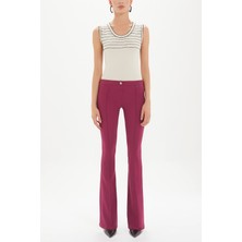 Fuşya Önü Dikişli Ispanyol Paça Pantolon 41126