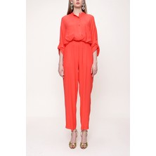 Kırmızı Beli Lastikli Bol Kesim Pantolon 41600
