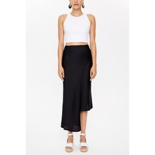 Siyah Asimetrik Kesim Dar Etek 81114