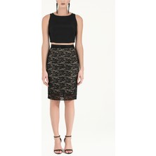 Siyah Dantel Desenli Etek 80343