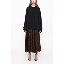 Siyah Kolları Büzgülü Bluz 19833