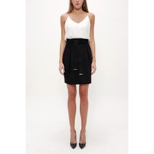 Siyah Kemerli Yüksek Bel Etek 80697