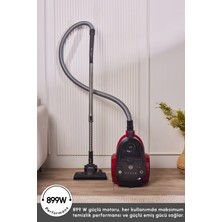 Kırmızı 2l Toz Torbasız Elektrikli Süpürge, Vantuzlu, Güçlü ve Hafif Tasarım