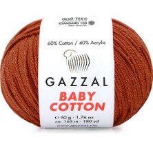 Gazzal Baby Cotton El Örgü Ipliği 50GR 3453 Kiremit  - 1 Adet