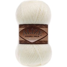 Alize Angora Gold Simli El Örgü Ipliği 01 Krem  - 1 Adet