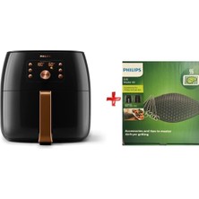 Büyük Kapasiteli Akıllı Airfryer ve Izgara Seti, Siyah Renk