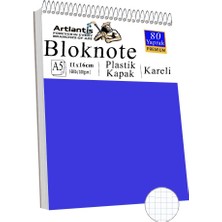 Telli Masaüstü Not Defteri Kareli A5 Orta Boy 1 Adet Masa Üstü Plastik Kapaklı Spiralli Bloknot Blocknote 80 Yaprak Büro