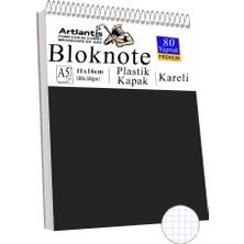 Telli Masaüstü Not Defteri Kareli A5 Orta Boy 1 Adet Masa Üstü Plastik Kapaklı Spiralli Bloknot Blocknote 80 Yaprak Büro