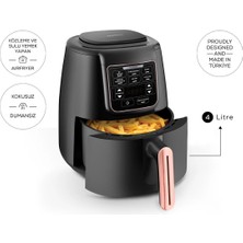 3'ü 1 Arada, Ev Yemeği, Közleme, Fırın ve Izgara Fonksiyonlu Premium Airfryer Siyah