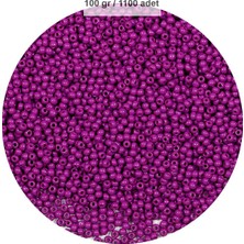 Fuşya Renk 4 mm Yaklaşık 1100 Adet / 100 Gram Cam Boncuk Oya Yazma Bileklik ve Kolye