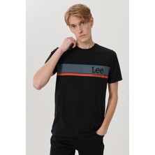 Lee Erkek Siyah Regular Fit Bisiklet Yaka T-Shirt