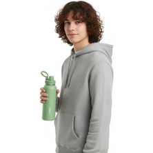 Klasik Tasarım Tutacaklı Suluk Sızdırmaz Kapaklı Çelik Su Kabı (1400ML) - Yeşil