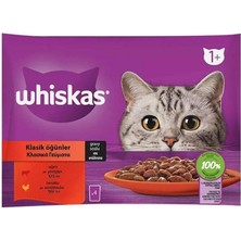 Whiskas Klasik Öğünler Soslu Etli 4'lü Paket