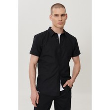 Wrangler Regular Fit Normal Kesim Kısa Kollu Düğmeli Yaka Keten Gömlek