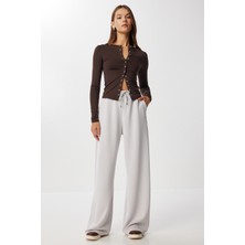 Happiness İstanbul Geniş Paça Modal Eşofman Altı LUB0070 Kadın Gri %50 Modal %45 Polyester Esnek Yapılı