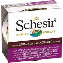 Schesir C179 Doğal Tavuk Sığır Eti ve Pirinçli Kedi Konservesi 85 gr