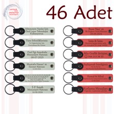 Miawiki Beyaz & N Çiçeği, Akraba Buluşmalarına Küçük Hediye, 46’lı Set, Kişiye Özel Yazılı Deri Anahtarlık