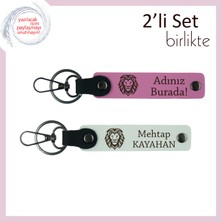 Miawiki Kaplan Ruhunu Yansıtan Tarz Sahibi Tasarım, Kişiye Özel Deri Anahtarlık, Pembe-Beyaz