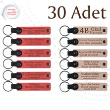 Miawiki Nar Çiçeği & Pudra, 30’lu Set, Kişiye Özgü Yazılı Deri Anahtarlık, Söz Töreni Davetlilerine Hediye