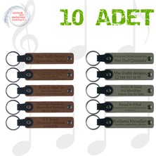 Miawiki A Kahve & Kül Gri, Nişan Merasimi Misafirlerine Armağan, 10’lu Set, Kişisel Tarihli Deri Hediyelik