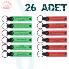 Miawiki F Yeşili & Nar Çiçeği, Doğa Turu Ekibine Özel Sürpriz, 26’lı Set, Isim Yazılabilen Deri Anahtarlık