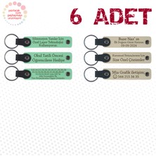 Miawiki Yeşil & Sütlü Kahve, Aile Gezilerine Özel Küçük Hatıra, 6’lı Set, Isim Yazılabilen Deri Anahtarlık