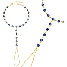 Aya Diamond Gümüş Gold Lacivert Nazar Boncuklu Şahmeran