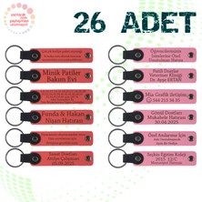 Miawiki Nar Çiçeği & Pembe, 26’lı Set, Isim Yazılabilen Deri Anahtarlık, Doğa Turu Ekibine Küçük Sürpriz