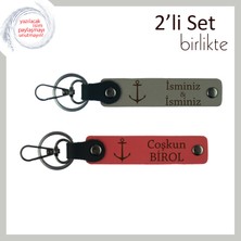 Miawiki Gemi Temalı Mezuniyet Hediyesi, Denizcilik Öğrencilerine Anlamlı Deri Anahtarlık, Kül Gri-Nar Çiçeği